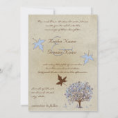 Uitnodiging voor blauwe en bruine bomen om te bind (Achterkant)