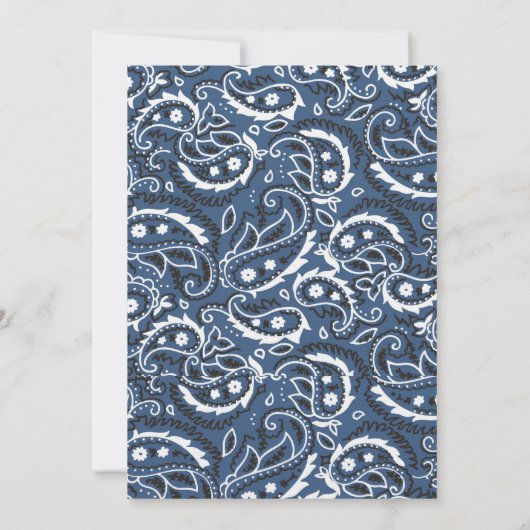 Uitnodiging voor blauwe en bruine Westerne paarden (Achterkant)