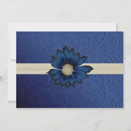 uitnodiging voor blauwe en crèmeweddenschappen (Achterkant)