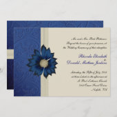 uitnodiging voor blauwe en crèmeweddenschappen (Voorkant / Achterkant)