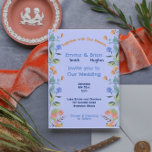 Uitnodiging voor blauwe en gele periwinkle flyer<br><div class="desc">Periwinkle florale uitnodiging.</div>