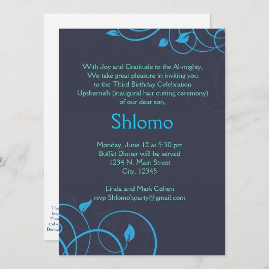 Uitnodiging voor blauwe en groene zwembroeken (Voorkant / Achterkant)