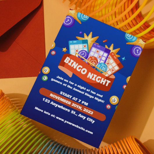 Uitnodiging voor Blauwe en Oranje Bingo Fun Night 