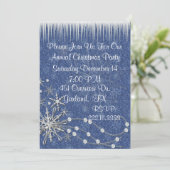 Uitnodiging voor blauwe en witte kerst (Staand voorkant)
