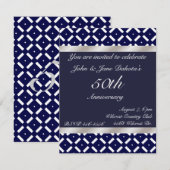 Uitnodiging voor blauwe en zilveren verjaardag (Voorkant / Achterkant)