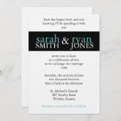 Uitnodiging voor blauwe en zwarte bruiloft (Voorkant / Achterkant)