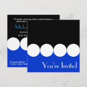 Uitnodiging voor blauwe en zwarte verjaardag (Voorkant / Achterkant)