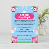 Uitnodiging voor blauwe geïllustreerde Easter Bing (Staand voorkant)