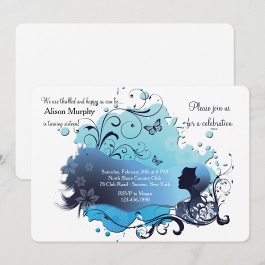 uitnodiging voor blauwe horizon (Voorkant / Achterkant)