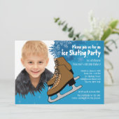 Uitnodiging voor blauwe ijsschaatsen (Staand voorkant)