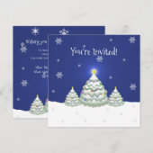 Uitnodiging voor blauwe kerstbomen (Voorkant / Achterkant)