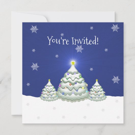 Uitnodiging voor blauwe kerstbomen (Voorkant)