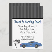 Uitnodiging voor blauwe koningswagen (Voorkant / Achterkant)