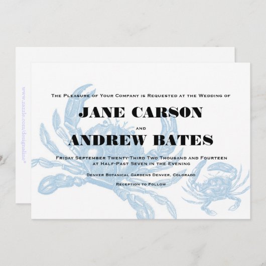 Uitnodiging voor blauwe krab (Voorkant / Achterkant)