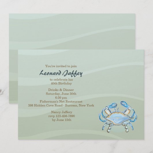 Uitnodiging voor blauwe krab (Voorkant / Achterkant)