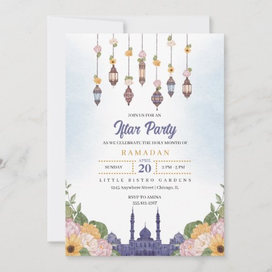 Uitnodiging voor Blauwe Lantaarn Iftar-feest Ramad (Voorkant)