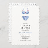 Uitnodiging voor blauwe lingerie shower (Voorkant / Achterkant)