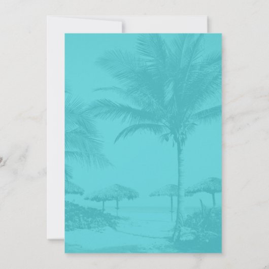 Uitnodiging voor blauwe palmbomen voor kerstfeestd (Achterkant)