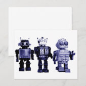 uitnodiging voor blauwe robots (Voorkant / Achterkant)