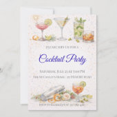 Uitnodiging voor Blauwe Script Cocktailnacht (Voorkant)