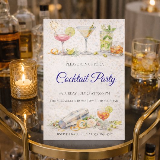 Uitnodiging voor Blauwe Script Cocktailnacht
