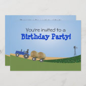 Uitnodiging voor blauwe tractorpartij (Voorkant / Achterkant)