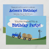 Uitnodiging voor blauwe tractorpartij (Voorkant / Achterkant)