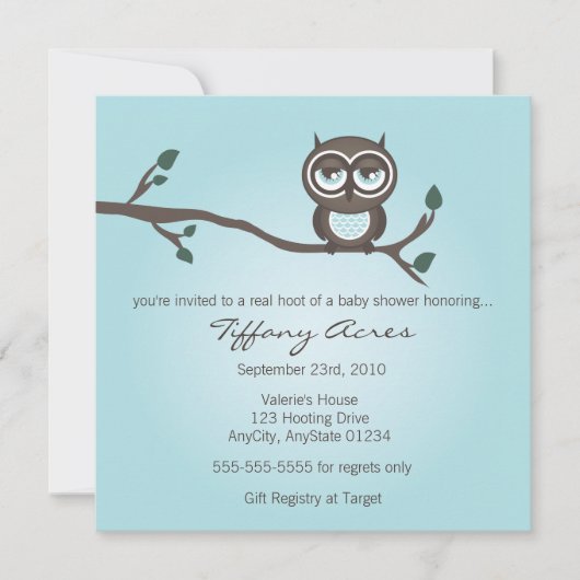 uitnodiging voor blauwe uil (Voorkant)