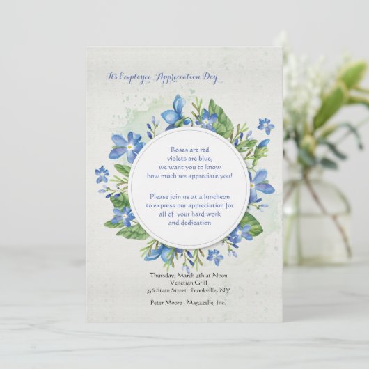 Uitnodiging voor blauwe Violets (Staand voorkant)