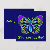 Uitnodiging voor blauwe vlinder (Voorkant / Achterkant)