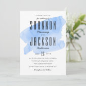 Uitnodiging voor blauwe Waterverf (Staand voorkant)