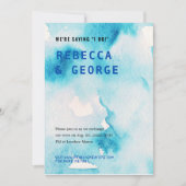 Uitnodiging voor blauwe Waterverf bruiloft (Voorkant)
