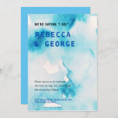 Uitnodiging voor blauwe Waterverf bruiloft (Voorkant / Achterkant)