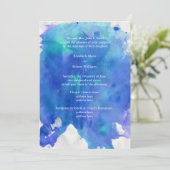 Uitnodiging voor blauwe Waterverf bruiloft (Staand voorkant)