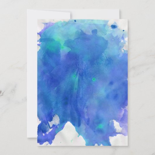 Uitnodiging voor blauwe Waterverf bruiloft (Achterkant)