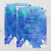 Uitnodiging voor blauwe Waterverf bruiloft (Voorkant / Achterkant)