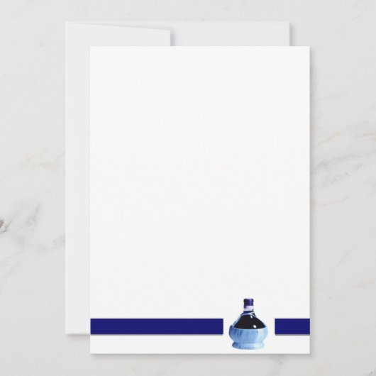 Uitnodiging voor blauwe wijnfles (Voorkant)