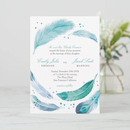 Uitnodiging voor blauwe zegenbruiloft (Staand voorkant)