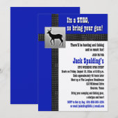 Uitnodiging voor blauwe, zwarte en witte hertenjac (Voorkant / Achterkant)