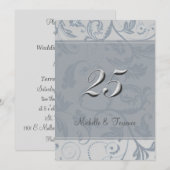 Uitnodiging voor Blauwgrijze Zilveren Huwelijksjub (Voorkant / Achterkant)