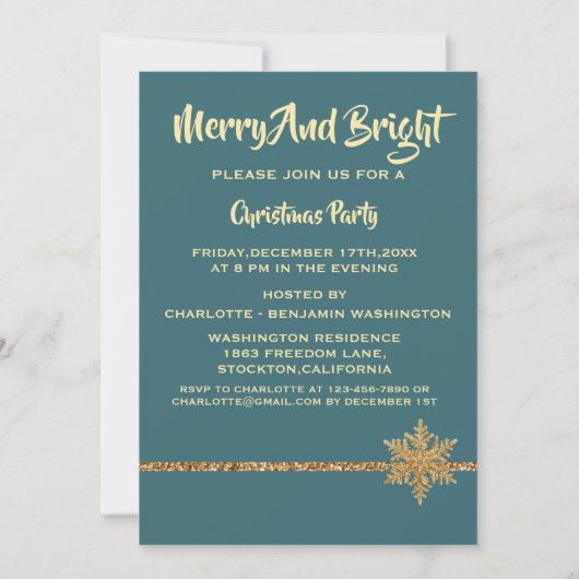  uitnodiging voor Blauwgroen Blauwe Kerst (Achterkant)