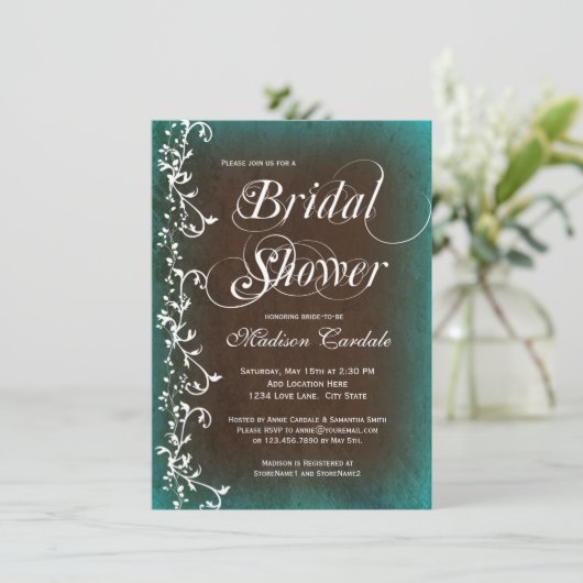 Uitnodiging voor Blauwgroen bruine bruinkool in Ru (Staand voorkant)