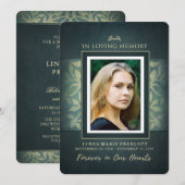 Uitnodiging voor blauwgroen & Gold Loving Memorial (Voorkant / Achterkant)