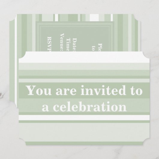 uitnodiging voor Bleke groene strepen (Voorkant / Achterkant)