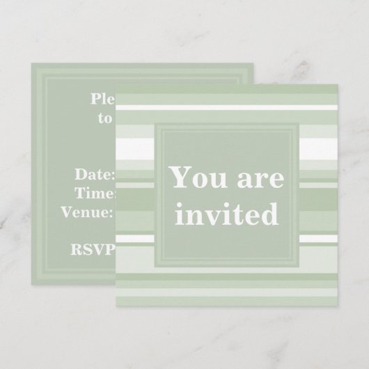 uitnodiging voor Bleke groene strepen (Voorkant / Achterkant)