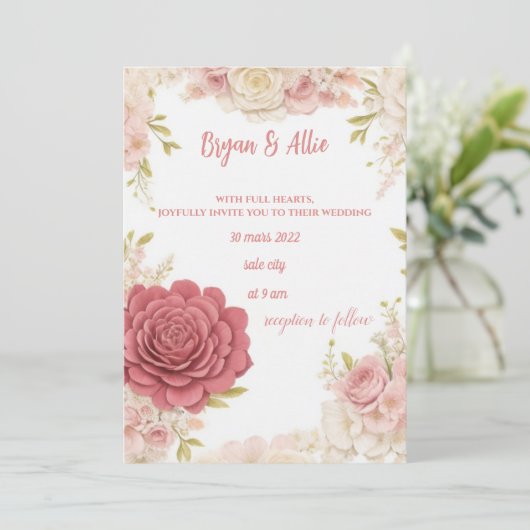 uitnodiging voor bloembruiloft (Staand voorkant)