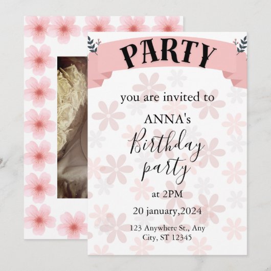 uitnodiging voor bloemen (Voorkant / Achterkant)