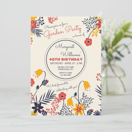 Uitnodiging voor bloemen met een heldere ogen (Staand voorkant)