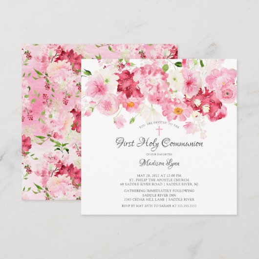 Uitnodiging voor bloemencollecte in de lente (Voorkant / Achterkant)