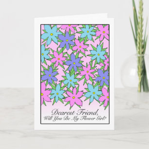Uitnodiging voor bloemenmeisje voor vriend, Pastel
